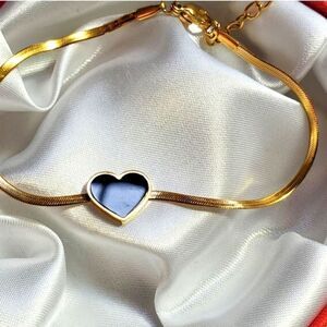 18K Yellow Gold Heart Bracelet on Titanium Steel Heart Bracelet 